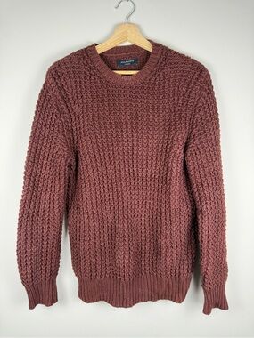 ALL SAINTS Burgundy Knit Crewneck Sweater